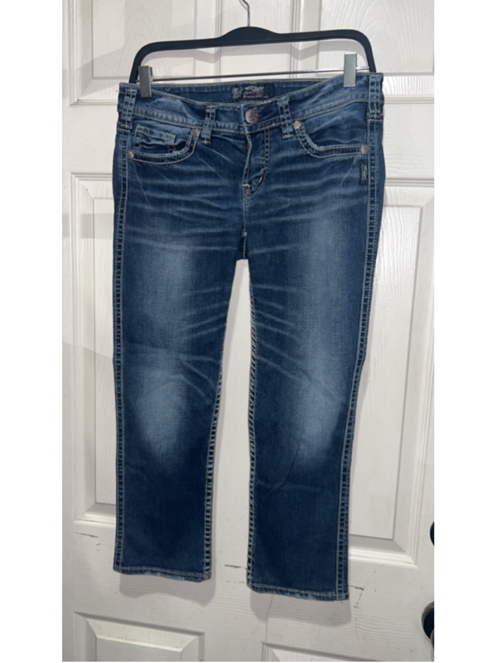 Women's Silver Jeans Co. Blue Aiko Cropped Jeans Size 29
